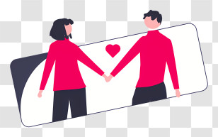 Love - Happy Couple Holding Hands With Heart Transparent PNG