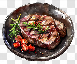 Steak - Grilled Steak With Tomatoes And Herbs Transparent PNG