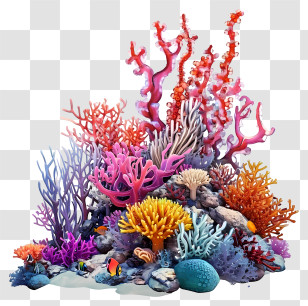Psd 3d Coral Reef - Tropical Coral Landscape With Marine Life Transparent PNG