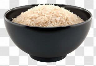 Rice Bowl - Minimalist Black Bowl Of Rice Transparent PNG