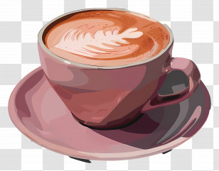 Macchiato - Latte With Art In Pink Ceramic Cup Transparent PNG