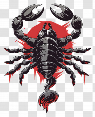 Scorpion Tattoo - Black Scorpion With Red Background Transparent PNG