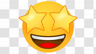 Star Eyes Emoji - Star-Eyed Emoji Showing Excitement Transparent PNG
