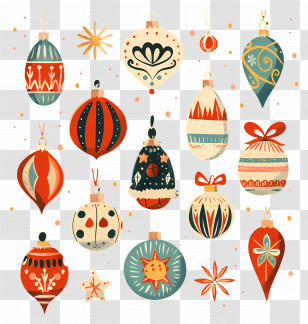 Christmas Balls - Hand-Painted Vintage Christmas Ornaments Transparent PNG