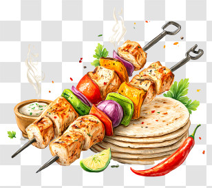 Sizzling Shawarma - Grilled Chicken Kebab Platter Transparent PNG