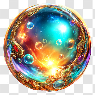 Radiant Watery Glow - Iridescent Magic Orb Transparent PNG
