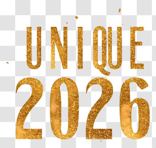 Unique 2026 - Unique 2026 Gold Glitter Typography Transparent PNG