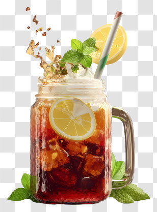 Iced Tea - Refreshing Iced Tea With Lemon And Mint Transparent PNG