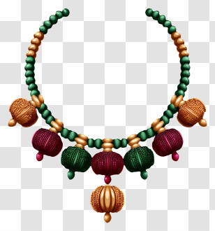 Beaded Rukhwat - Colorful Beaded Necklace Design Transparent PNG