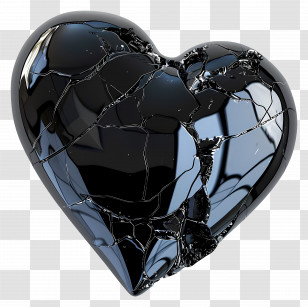 Black Heart - Broken Black Heart With Cracked Texture Transparent PNG
