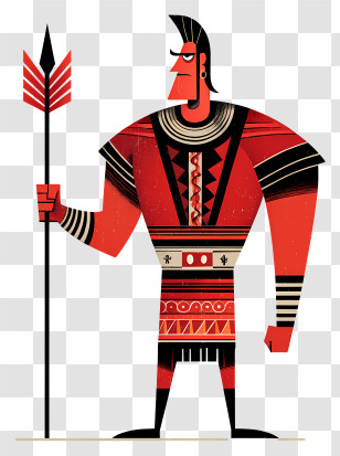 Strong Warrior With Spear - Tribal Warrior With Spear Transparent PNG