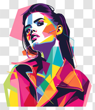 Pop Art Woman - Modern Abstract Colorful Portrait Of A Woman Transparent PNG