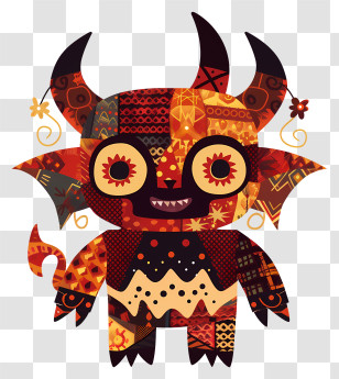 Devil - Cute Patterned Monster Character Transparent PNG