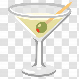 Cocktail Glass Emoji - Classic Martini Glass With Olive Transparent PNG