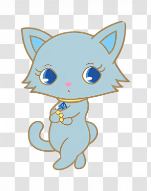 Jewelpets - Blue Cartoon Cat With Diamond Necklace Transparent PNG