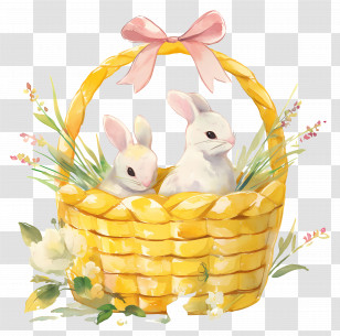 Easter Bunny Basket - Bunnies In Basket Transparent PNG