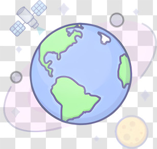Pink And Purple Planet - Earth And Satellite In Space Transparent PNG