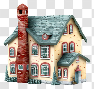 Red Brick House - Small Cute Doodle House Transparent PNG