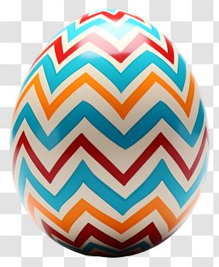 Easter Egg - Brightly Decorated Easter Egg With Zigzag Design Transparent PNG