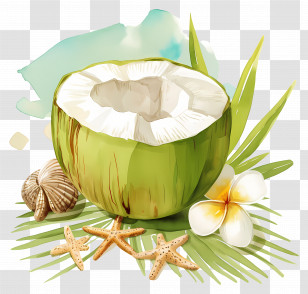 Coconut Water - Coconut And Beach Elements Transparent PNG
