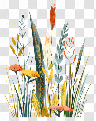 Lawn Grass - Illustration Of Wildflowers And Plants Transparent PNG