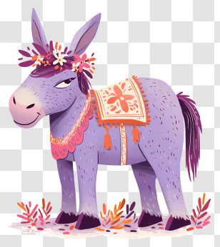 Cute Donkey - Purple Cartoon Donkey Animal Transparent PNG