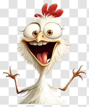 Quirky Hen - Funny White Cartoon Chicken Transparent PNG