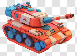 Cartoon Tank - Colorful Cartoon Toy Tank Transparent PNG