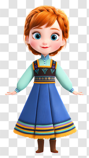 Frozen Anna - Animated Girl In Traditional Dress Transparent PNG