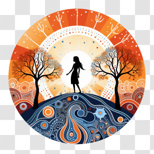 Naidoc Week - Girl Silhouette With Sunset Background Transparent PNG