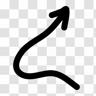Doodle Arrow - Curved Black Arrow Transparent PNG