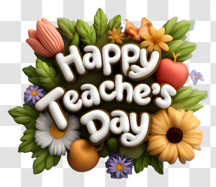 Happy Teachers Day - Happy Teacher Day Floral Greeting Transparent PNG