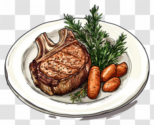 Grilled Lamb Chop - Grilled Steak With Vegetables Transparent PNG