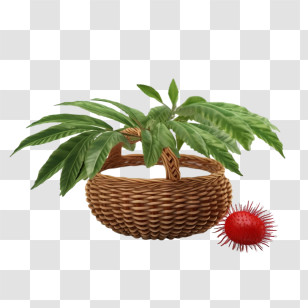 Rambutan
 - Basket With Green Plant And Red Fruit Transparent PNG