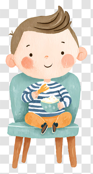 Cute Baby Eating Food - Boy Eating On A Chair Transparent PNG
