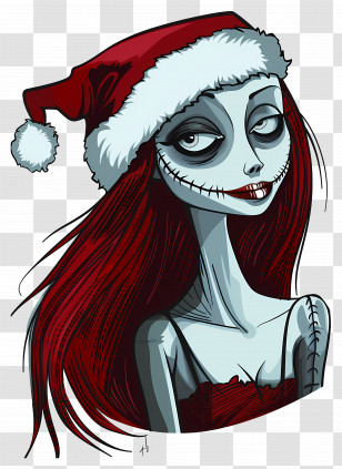 Sally - Santa Hat Character With Red Hair Transparent PNG