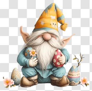 Easter Day Gnome - Easter Gnome Cartoon With Colorful Eggs Transparent PNG