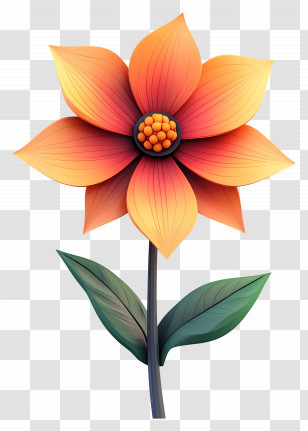 Good Morning - Bright Orange Petaled Flower Transparent PNG