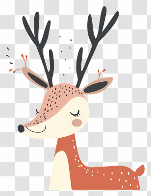 Reindeer - Cartoon Deer Illustration With Antlers Transparent PNG