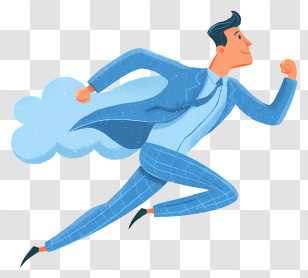 Businessman Flying Through The Air - Running Cartoon Businessman Transparent PNG