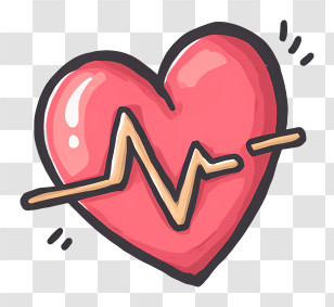 Cardiogram - Heart With Pulse Line Symbol Transparent PNG