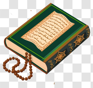 Minimalized Flat Vector Illustrate - Holy Book With Prayer Beads For Worship Transparent PNG