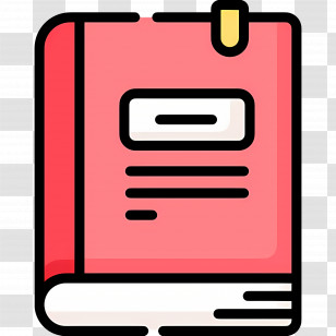 Notebook - Red Book Illustration With Bookmark Transparent PNG