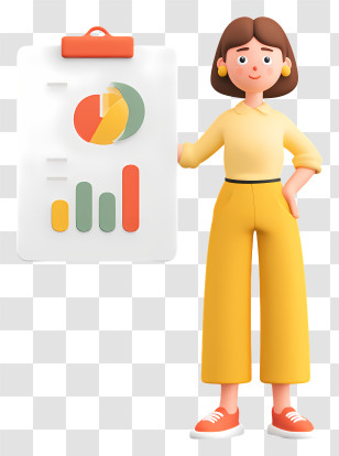 Business Report Presentation - Businesswoman With Chart Transparent PNG