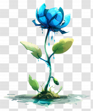 Water - Blue Fantasy Flower Transparent PNG