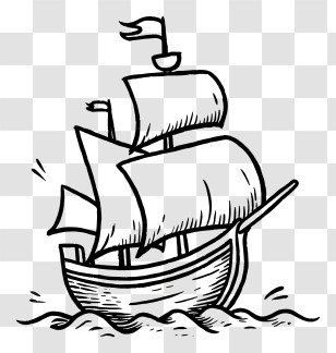 Ship Outline - Sailing Ship Illustration Transparent PNG