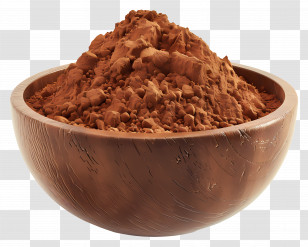 Cocoa Powder - Brown Cocoa Powder In Wooden Bowl Transparent PNG