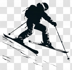 Freestyle Skiing Man Silhouette - Silhouette Of A Person Skiing Transparent PNG
