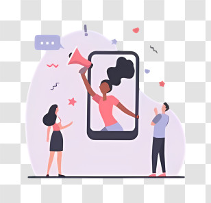 Smartphone - Social Media Announcement Illustration Transparent PNG
