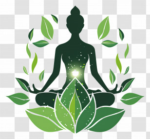 Yoga Symbol - Meditating Figure With Leaves Transparent PNG